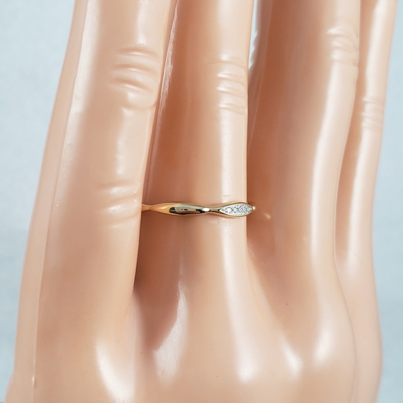 Delicate 14k Yellow Gold & Diamonds Band - Picture 8 of 8